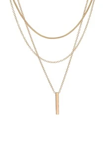 1件简约时尚波西米亚风女士多层链条项链，配金色锁扣，个性化多层吊坠锁骨项链，圣诞礼物之选 - 金黃色 - 查看 11