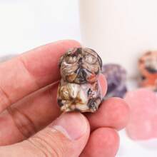 1入組天然石英水晶手工雕刻寵物狗像,石英水晶巴哥犬,礦物標本,家居裝飾,水晶寵物,動物裝飾,寵物雕像,靈氣治療,水晶禮品,假期禮物。 - 彩色 - 查看 6