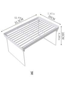 1pc Foldable Storage Rack For Bathroom, Kitchen, Desktop Cosmetics, Sundries Organizer Shelf - White - View 6