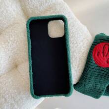 1入實色羊毛編織款式的貝殼，適用於iPhone 14 13 12 11 Xs Pro Max Xr 7 Plus - 綠色 - 查看 10