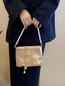 女士時尚金屬鳥籠設計度假手提包晚宴包派對包舞會禮服包晚宴用手提包 - 金色 - 查看 11