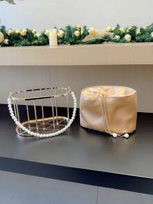 女士時尚金屬鳥籠設計度假手提包晚宴包派對包舞會禮服包晚宴用手提包 - 金色 - 查看 9
