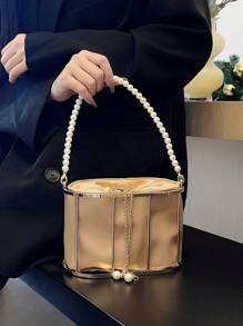 女士時尚金屬鳥籠設計度假手提包晚宴包派對包舞會禮服包晚宴用手提包 - 金色 - 查看 1