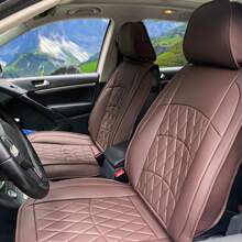 4PCS Universal Seat Covers Black/Brown/Beige/Red For Most Cars SUVs Trucks 04 Style PU & Leather Waterproof Easy Clean Auto Car Driver Passenger Side Seat Cushion Protector Cover Interior Car Accessories Holiday Auto Upgrade For Men - 棕色 - 查看 4