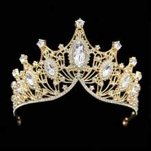 皇冠巴洛克歐美風格豪華生日皇冠新娘皇冠婚紗頭紗配件 - 彩色 - 查看 2