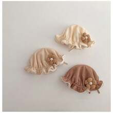 1入實色可愛可調節的童裝漁夫帽，適合秋冬季嬰幼兒日常使用 - 咖啡棕 - 查看 2