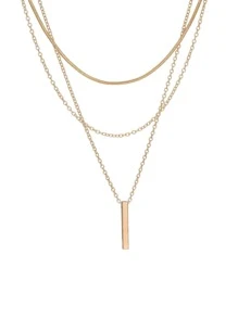 1件简约时尚波西米亚风女士多层链条项链，配金色锁扣，个性化多层吊坠锁骨项链，圣诞礼物之选 - 金黃色 - 查看 12