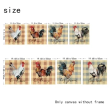 4 件/套無框裝飾畫、公雞肖像、客廳走廊過道牆壁裝飾 - 彩色 - 查看 3