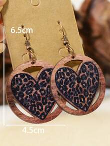 9對情人節木製雙面印花吊掛耳環,配有可愛的精靈、愛心、嘴唇、心形、西部牛仔、豹紋、格子、條紋、斑馬紋和野外風格單色耳環,適合女性 - 9件套裝 - 查看 10