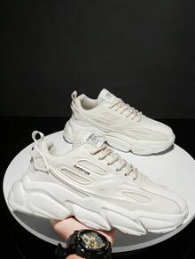 新款春秋时尚港风运动休闲鞋舒适耐磨男士纯色百搭软鞋 - 米色 - 查看 8