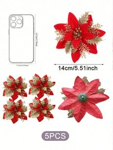 5入組閃亮花卉人工製花,適合diy花冠,婚禮和新年派對裝飾 - 彩色 - 查看 2