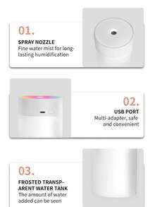 Colorful Cool Mini Humidifier Mini 200ml, Aromatherapy Essential Oil Diffusers, Cool Mist Humidifiers, Aroma Usb Personal Desktop Humidifier For Bedroom, Car, Office. (1pc) - White - View 4