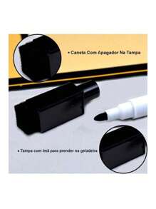 Magnético de Geladeira Imã planner organizador com caneta que escreve e apaga - Cinza - Visão 3