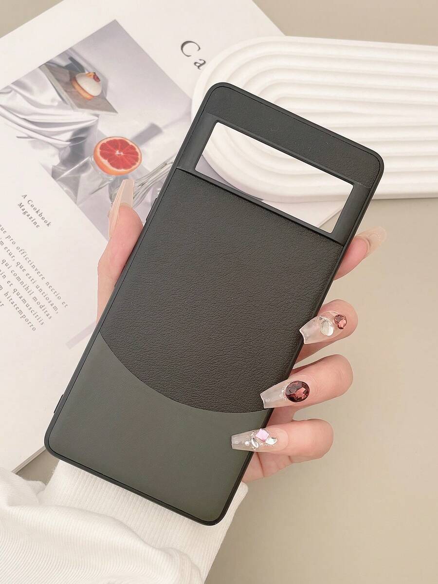 1pc Litchi Texture Pu Leather Hybrid Color Block Anti-Fall Protective Case For Pixel 6a/6pro/7a/7pro/8pro Phone - Multicolor - View 1