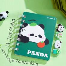 熊貓翻蓋線圈筆記本c7書籤學生筆記本可愛好看的小筆記本便攜小口袋筆記本記事本1 - 彩色 - 查看 7