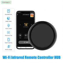 Wooneeka Wifi 紅外線遙控器中心相容於 Alexa 和語音控制智慧紅外線通用遙控器,透過 Smartlife 應用程式管理和控製家庭紅外線遙控器設備 - 黑色 - 查看 2