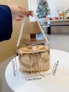 女士時尚金屬鳥籠設計度假手提包晚宴包派對包舞會禮服包晚宴用手提包 - 金色 - 查看 2