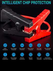 跳起器,4500a頂峰,22000mah鋰電池汽車跳起器電池套裝,可達到9l汽油或7l發動機,安全12v便攜電池啟動器電源包,帶有全屏幕和led燈 - 黑色 - 查看 6