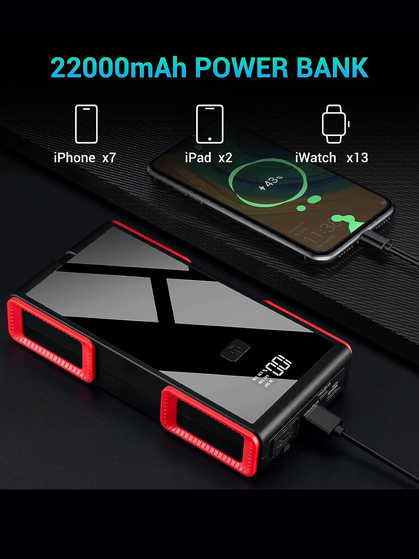 Avviatore Di Emergenza Goodyear 8000 MAh - Per Auto Benzina E Diesel, Power Bank, Torcia LED
