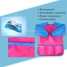 1件防污水防水罩衫,可翻轉的圍裙,適用於油漆、飲食等場景 - 藍色 - 查看 8