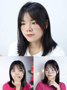 Set Of 8 Adhesive Face Stickers In Fresh, Sweet Style, Featuring Blush, Bubbles, Music Notes, Hearts, Strawberries Etc. Ideal For Music Festivals, Parties And Everyday Use With Waterproof Design And A Girly Feel - Multicolor - View 6