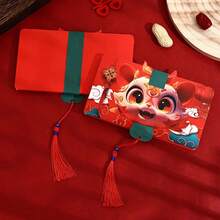 1pc 2024 Chinese New Year Folding Red Envelope With Cartoon Dragon Design, Suitable For Weddings And Spring Festival - Dragon King-happy New Year - View 5