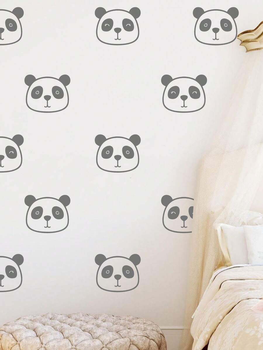 36 Panda Stickers Animal Wall Stickers Chinese National Treasure Wall Decor Suitable For Room Living Room Bedroom Wall Decoration - Dark Grey - View 1
