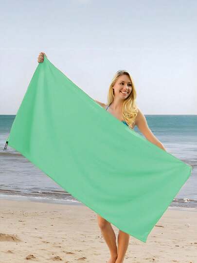 1pc Mint Green Quick Drying Towel, Ultra-Soft Microfiber, Lightweight & Highly Absorbent For Outdoor Sports, Camping, Gym, Yoga, Hiking Beach Essentials, Beach Towel