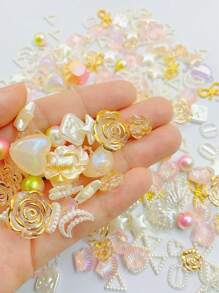 1pc 70g Fashionable Diy Colorful Abs Resin Flower Jewelry Making Kit For Earrings, Necklace, Hairpins, Nails, Mobile Phone Decorations - Red - View 4