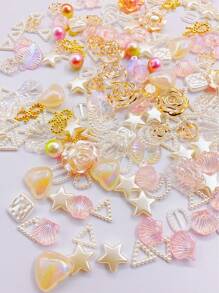 1pc 70g Fashionable Diy Colorful Abs Resin Flower Jewelry Making Kit For Earrings, Necklace, Hairpins, Nails, Mobile Phone Decorations - Red - View 3