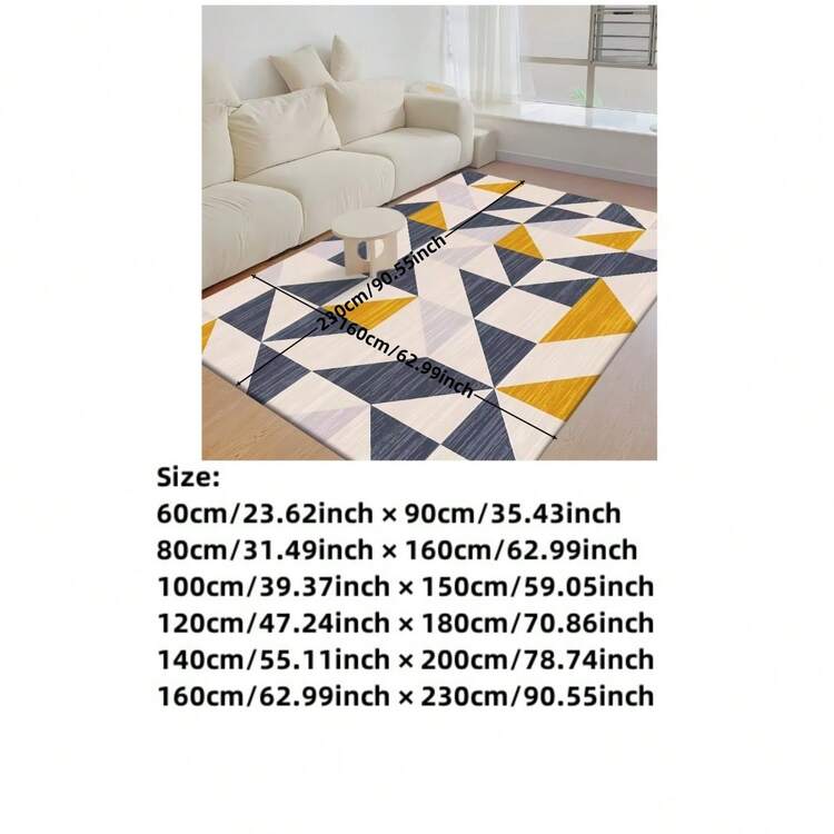Elegant Style Large Indoor Decorative Carpet, Suitable For Living Room Sofa, Office Desk, Office Chair, Dining Room And Kitchen, Bedroom, Non-Slip Bedside Mat, Entrance Door Mat, Outdoor Camping Mat - Triangle Pattern - View 2