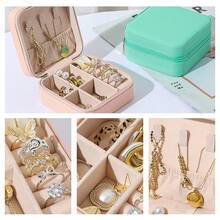 Pu 皮革旅行首飾盒帶素描花朵伴娘禮物女孩和女士生日禮物 - 05-Gold - 查看 4