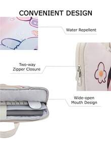 Cartoon Girl Printing Laptop Bag For Girls Women 15"Laptop Bag With Shoulder Strap And Luggage Strap - Light Pink - View 11