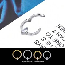 G23純鈦氧化鋯鼻環,男女皆宜的無縫鼻環,適用於體穿珠寶飾品 - 立方氧化鋯隔環 - 查看 3