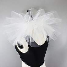 1PC Women's White Retro Mesh Neck Ruff Ruffle Collar Layered Clown Neck Collar - White - View 3