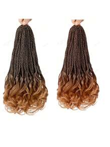 16 Strands/Pack French Curly Braiding Hair 18 Inch Bouncy Braiding Hair French Curles Synthetic Hair Extensions French Curl Braiding Hair Wavy Ends - Ombre - View 2