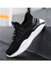 Tenis Transpirables Informales A La Moda Para Hombre - Negro - Ver 3