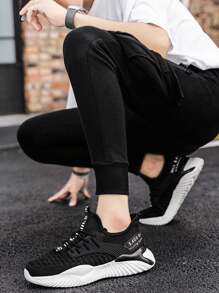 Tenis Transpirables Informales A La Moda Para Hombre - Negro - Ver 4