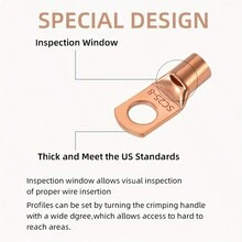 60pcs Copper Battery Cable Terminal, 8 Sizes Battery Wire Connector Crimp Terminal Lug Ring Connector - Gold - View 5