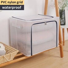 1 Miếng Lớn Quần áo Dây kéo Hộp , Chống bụi Tủ , Trẻ em Đồ chơi Hộp trữ , Đa năng Chăn bông Thùng đựng hàng , - Màu xanh lam - Xem 1