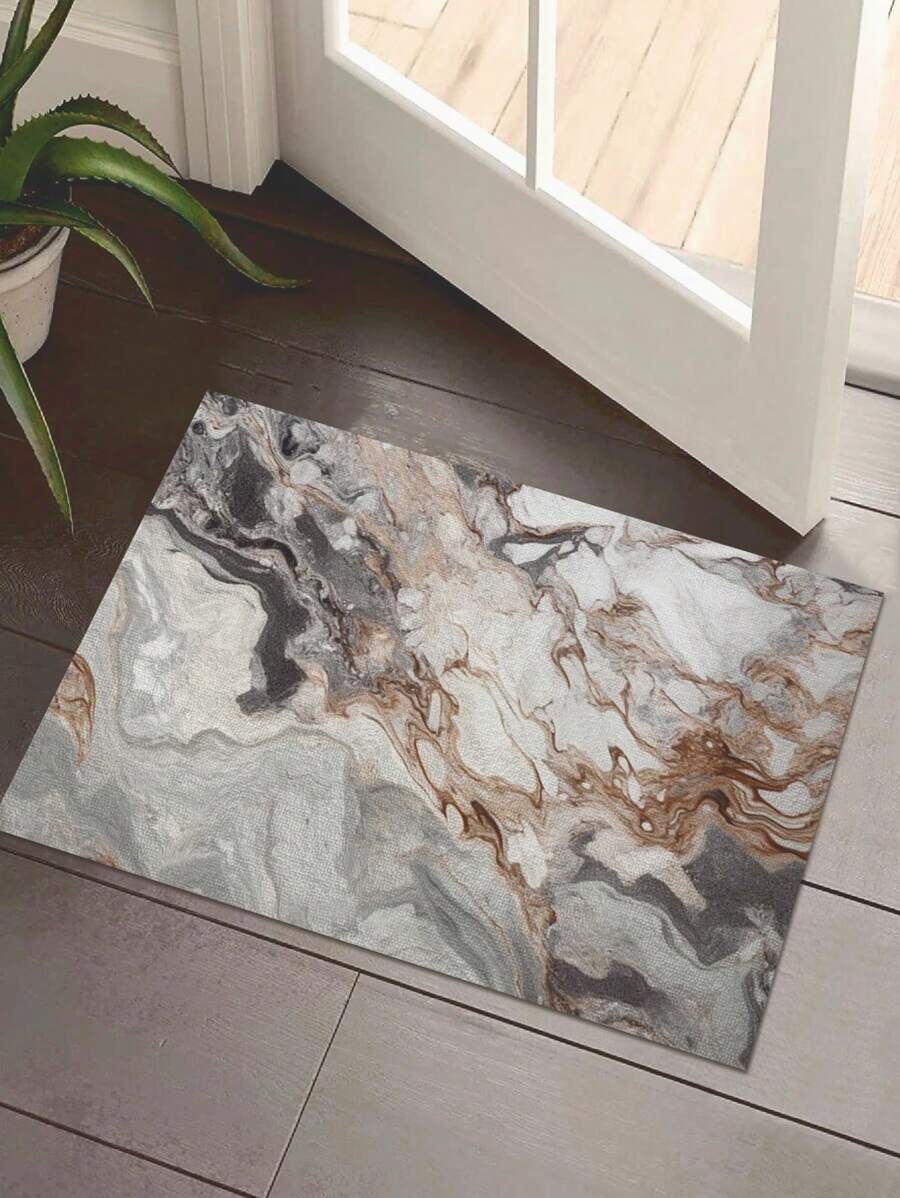 1入北歐設計印花圖案門墊，現代風格聚酯纖維長方形防滑耐用室內入口墊，門墊，室外地毯，適用於客廳，臥室，廚房裝飾 - 灰色 - 查看 1