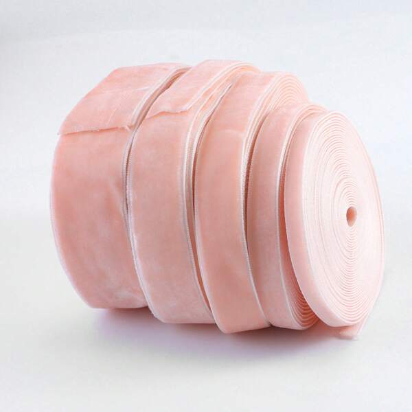 1pc 4.57m Champagne Single Side No Elastic Colored Velvet Ribbon, Swan Velvet Ribbon, Flocking Satin Ribbon, Bowknot Diy Clothing