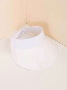 1個中性y2k風格的遮陽帽,有織帶,適用於戶外活動、防曬和日常通勤 - 白色 - 查看 1