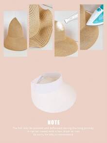 1個中性y2k風格的遮陽帽,有織帶,適用於戶外活動、防曬和日常通勤 - 白色 - 查看 2