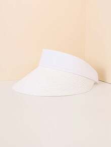 1個中性y2k風格的遮陽帽,有織帶,適用於戶外活動、防曬和日常通勤 - 白色 - 查看 3