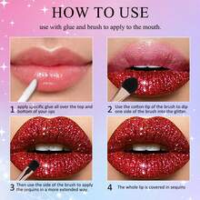 1支具有多種顏色亮片的閃亮唇蜜,可用於嘴唇和臉部,包括膠水和刷子 - A08-1 can/box - 查看 8