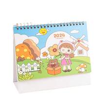 2024卡通桌面日曆筆記本創意裝飾品,可愛的月曆裝飾 - 粉紅色小屋 - 查看 6