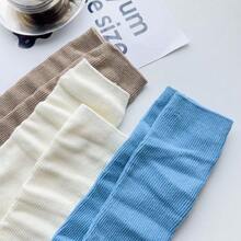 兒童襪子,雙針菇頭蕾絲邊中筒褲,韓國風格公主女孩春秋針織短襪 - 黑色 - 查看 10