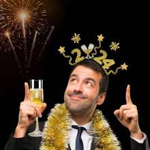 1 Piece 2024 New Year Fireworks Champagne Headband Happy New Year New Year Party Headdress Dress Up Suitable For New Year Party Party, New Year Gift - Multicolor - View 9