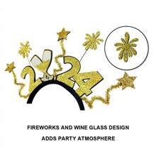 1 Piece 2024 New Year Fireworks Champagne Headband Happy New Year New Year Party Headdress Dress Up Suitable For New Year Party Party, New Year Gift - Multicolor - View 8